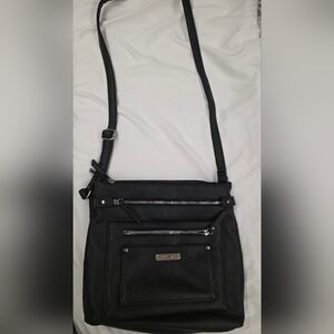 Rosetti Zuma Large Black Crossbody Bag Faux Leather Adjustable Strap Like New
